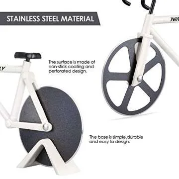 Ninonly Bicycle Pizza Cutter,Non-stick Bike Pizza Slicer, Dual Stainless Steel Cutting Wheels best for Pizza Lovers,Holiday Vacation Funny White Elephant Gifts Exchange Kitchen Gadget Cool Men's Gift