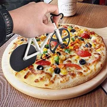 Ninonly Bicycle Pizza Cutter,Non-stick Bike Pizza Slicer, Dual Stainless Steel Cutting Wheels best for Pizza Lovers,Holiday Vacation Funny White Elephant Gifts Exchange Kitchen Gadget Cool Men's Gift