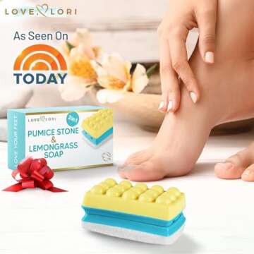 Pumice Stone for Feet - 2 in 1 Scrubber with Soap - Foot Care & Pedicure Kit