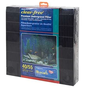 Penn-Plax Undergravel Aquarium Filter for 40-55 Gallon Tanks – Four 11.25” x 11.25” Plates –...