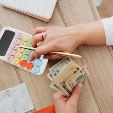 Envysun Colorful Candy Calculator,Mechanical Calculator Cute 12 Digit Large LCD Display Big Round Button Calculator,Easy to Press,for School Office Business Home,Automatic Sleep,with Batter(Purple)