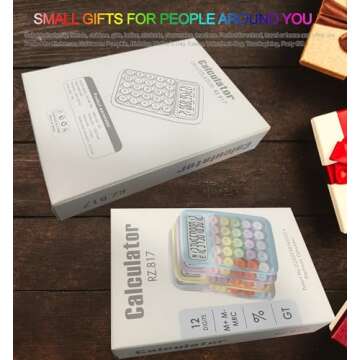 Envysun Colorful Candy Calculator,Mechanical Calculator Cute 12 Digit Large LCD Display Big Round Button Calculator,Easy to Press,for School Office Business Home,Automatic Sleep,with Batter(Purple)