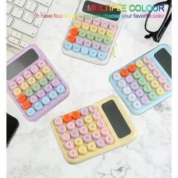 Envysun Colorful Candy Calculator,Mechanical Calculator Cute 12 Digit Large LCD Display Big Round Button Calculator,Easy to Press,for School Office Business Home,Automatic Sleep,with Batter(Purple)