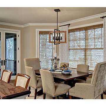 DEYNITE Farmhouse Pendant Light Fixtures Rustic Wood Chandelier for Kitchen Island Dining Room