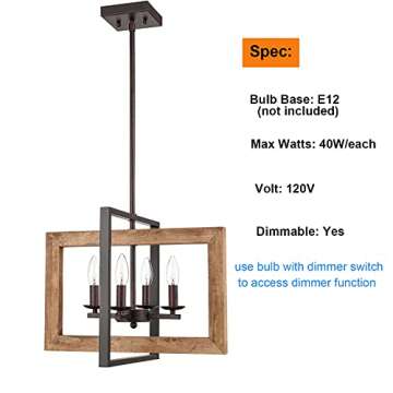 DEYNITE Farmhouse Pendant Light Fixtures Rustic Wood Chandelier for Kitchen Island Dining Room