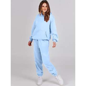 ANRABESS Womens 2 Piece Outfits Lounge Hoodie Oversized Sweatshirt Jogger Sweatpants Y2K Tracksuit Sweatsuit Set Fall Clothes Sky Blue Medium