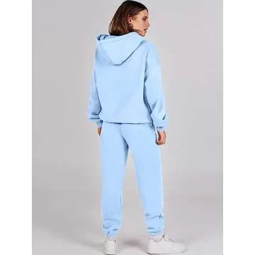 ANRABESS Womens 2 Piece Outfits Lounge Hoodie Oversized Sweatshirt Jogger Sweatpants Y2K Tracksuit Sweatsuit Set Fall Clothes Sky Blue Medium