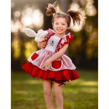 Irwsewiee Girl Dress, Rose Embroidered Smocked Dress, Ruffle Sleeve Girl Frocks, Chiffon Kids Boutique Clothing