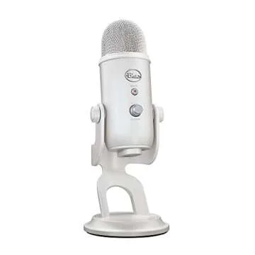 Blue Microphones Yeti USB Microphone (White Mist) Bundle with Monitor Headphones, AUX Adapters and Pop Filter (4 Items)