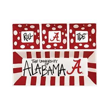 Magnolia Lane Collegiate Ceramic 4 Section Divided Tray (Alabama Crimson Tide)