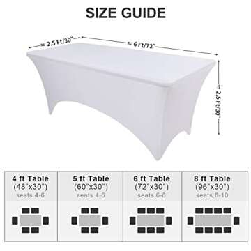 OutdoorLines White Fitted Spandex Tablecloth for 6 Foot Rectangle Table