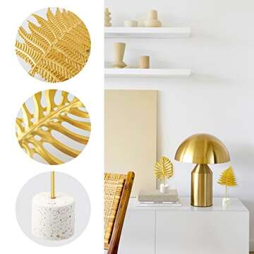 HUOIQIUE Gold Leaf Sculpture Statue Decor Desktop Ornament European Iron Sculptures Art Home Crafts ...