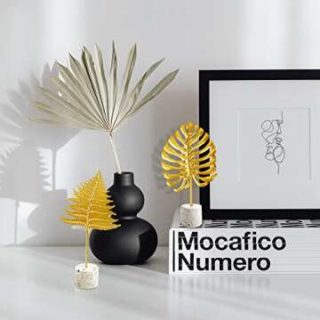 HUOIQIUE Gold Leaf Sculpture Statue Decor Desktop Ornament European Iron Sculptures Art Home Crafts Statues for Living Room Bedroom Office Shelves Decoration(Set of 2)