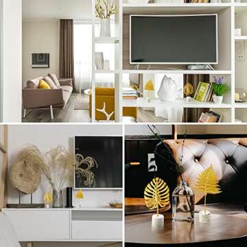 HUOIQIUE Gold Leaf Sculpture Statue Decor Desktop Ornament European Iron Sculptures Art Home Crafts Statues for Living Room Bedroom Office Shelves Decoration(Set of 2)