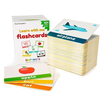 LearnWorx 101 Baby Flash Cards for Toddlers 1-3 | Award-Winning First Words Toddler Flash Cards | Sp...