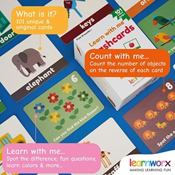LearnWorx 101 Flashcards for Toddlers - Fun Learning Tool
