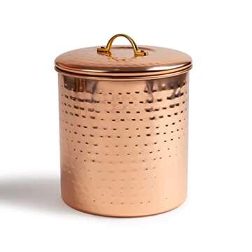 nu steel (Set of 4 Air Tight Copper Plated Antique Food Canister & Caddy - Stainless Steel & Copper: 1, 1.5, 2, & 4 Quart