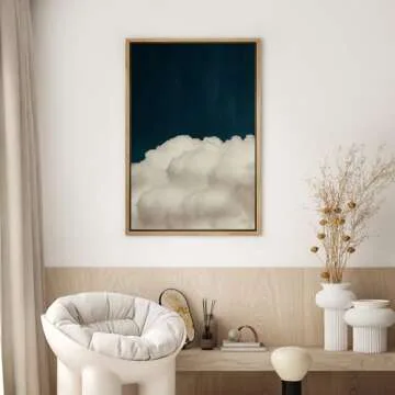 SIGNWIN Framed Canvas Wall Art Pink Cloud on Sky Canvas Prints Home Artwork Decoration for Living Room,Bedroom - 16"x24" Natural