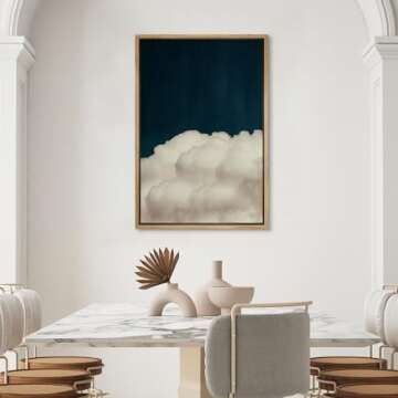 SIGNWIN Framed Canvas Wall Art Pink Cloud on Sky Canvas Prints Home Artwork Decoration for Living Room,Bedroom - 16"x24" Natural