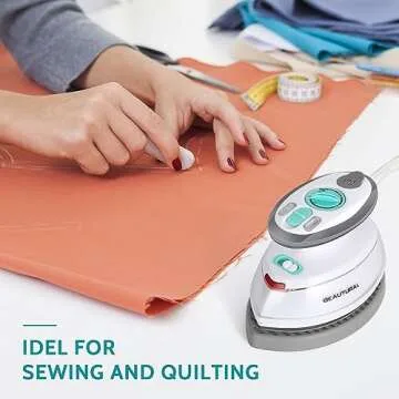 BEAUTURAL Mini Travel Steam Iron for Clothes with Dual Voltage, Non-Stick Soleplate, Anti-Slip Handle, Ideal for Sewing, Quilting and Handcraft