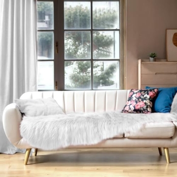 Ciicool Ultra Soft Faux Sheepskin Fur Rug Fluffy Rug for Bedroom Fuzzy Carpet for Living Room Kid's Room Nursery Decor, White 2 x 6 Feet