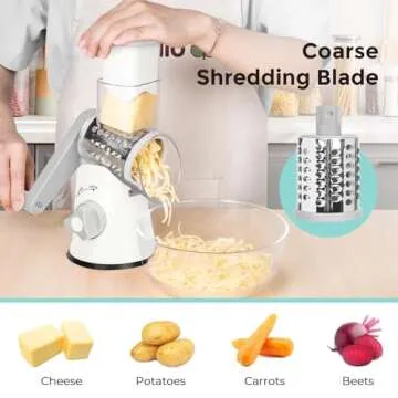 X Home Rotary Cheese Grater with 3 Interchangeable Blades