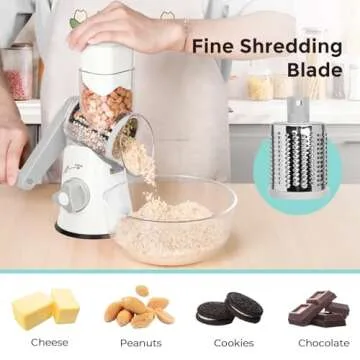 X Home Rotary Cheese Grater with 3 Interchangeable Blades