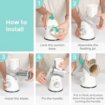 X Home Rotary Cheese Grater with 3 Interchangeable Blades