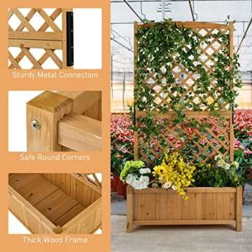 Giantex Raised Bed Planter with Diamond Trellis Design