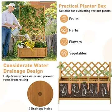 Giantex Raised Bed Planter with Diamond Trellis Design