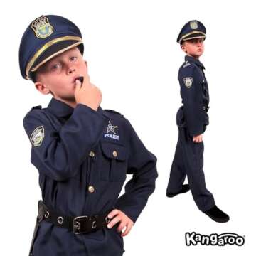 Police Costume Kids, Cop Costume, Kids Costume, Play Dressup with Police Hat, Shirt, Pants, Belt, Holster & Whistle, Kids Police Officer Costume Girl, Police Uniform, Police Officer Costume for Boys