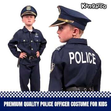 Police Costume Kids, Cop Costume, Kids Costume, Play Dressup with Police Hat, Shirt, Pants, Belt, Holster & Whistle, Kids Police Officer Costume Girl, Police Uniform, Police Officer Costume for Boys