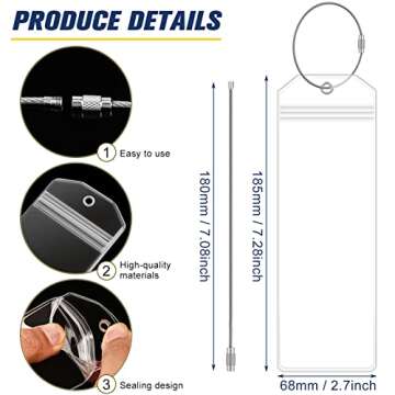 Cruise Luggage Tags Holder Zip Seal with Steel Loops Clear Luggage Tags Waterproof Fit for Royal Car...