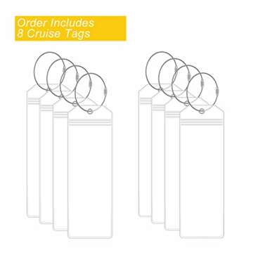 Cruise Luggage Tags Holder Zip Seal with Steel Loops Clear Luggage Tags Waterproof Fit for Royal Caribbean & Celebrity Cruise ID Badge Royal Caribbean Cruise Travel Accessories (8 Pack)