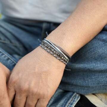 Handmade Natural Stone Beaded Healing Bracelet for Men