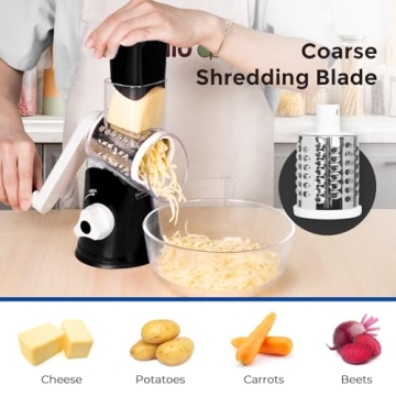 X Home Rotary Cheese Grater with 3 Drum Blades