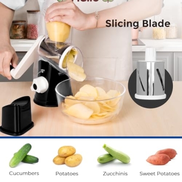 X Home Rotary Cheese Grater with 3 Drum Blades
