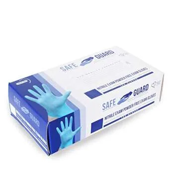 Safeguard Nitrile Disposable Gloves, Powder Free, Food Grade Gloves, Latex Free, 100 Count, Small Size, Blue