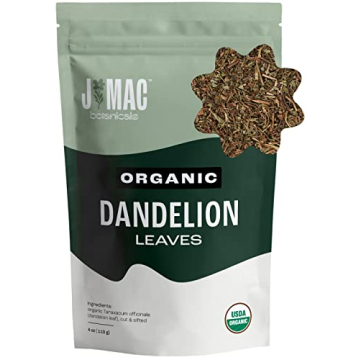 J Mac Botanicals, Organic Dandelion Leaves (4 oz bag) USDA Certified Organic Dandelion leaf tea, te ...