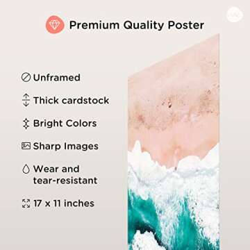 The Mojo Concept Motivational Wall Art For Women, Inspirational Beach Decor, Cubicle Poster For Office (Set of 6 Posters 11x17)