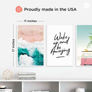 The Mojo Concept Motivational Wall Art For Women, Inspirational Beach Decor, Cubicle Poster For Office (Set of 6 Posters 11x17)