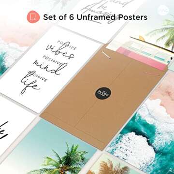 The Mojo Concept Motivational Wall Art For Women, Inspirational Beach Decor, Cubicle Poster For Office (Set of 6 Posters 11x17)