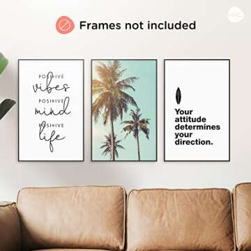 The Mojo Concept Motivational Wall Art For Women, Inspirational Beach Decor, Cubicle Poster For Office (Set of 6 Posters 11x17)