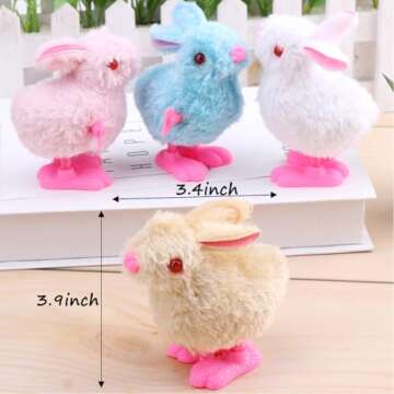 Audaisyly Chick Bunny Wind Up Toys for Kids, 4 PCS Clockwork Novelty Jumping Hopping Toy for Easter ...