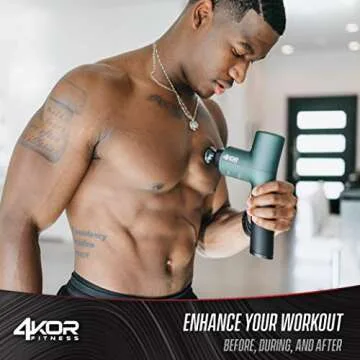 4KOR Fitness Muscle Percussion Massage Gun, Deep Tissue Vibration Massager, Rechargeable Handheld Stimulation, Ultra Quiet