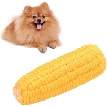 BWESOO Yellow Pet Dog Puppy Latex Corn Shape Squeaky Bite-Resistant Interactive Play Chew Toy Pet Supplies Dog Toy Corn,Dog Squeak Toys