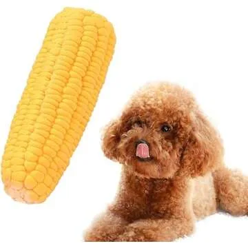 BWESOO Yellow Pet Dog Puppy Latex Corn Shape Squeaky Bite-Resistant Interactive Play Chew Toy Pet Supplies Dog Toy Corn,Dog Squeak Toys