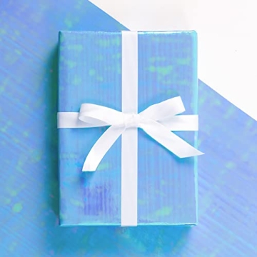 LeZakaa Blue Holographic Wrapping Paper - Iridescent Gift Wrap for All Occasions
