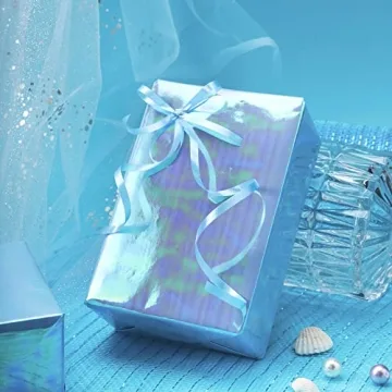 LeZakaa Blue Holographic Iridescent Wrapping Paper Roll