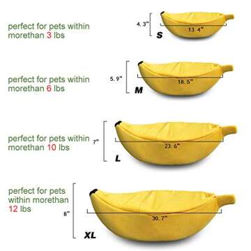 · Petgrow · Cute Banana Cat Bed House Medium Size, Christmas Pet Bed Soft Cat Cuddle Bed, Lovely P...